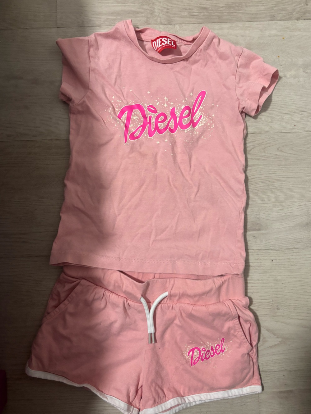 Diesel Pink Graphic Tee and Shorts Set